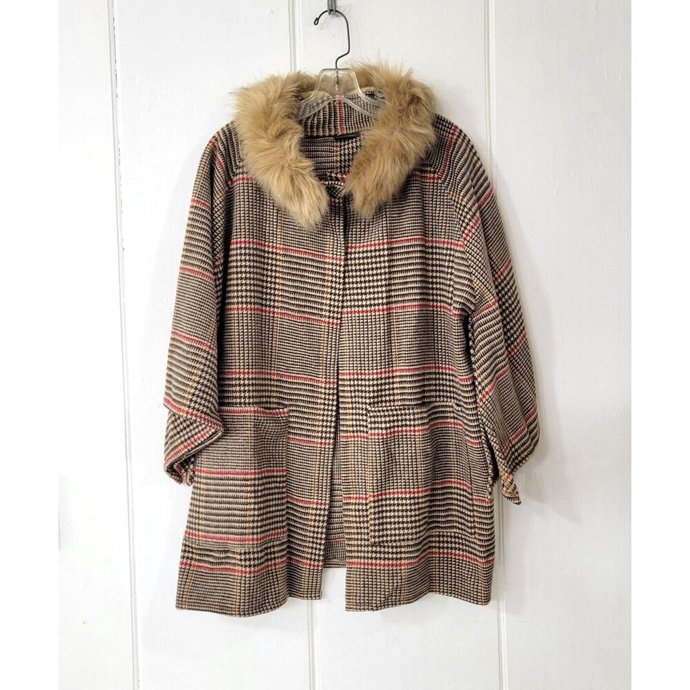 Coco + Carmen Houndstooth Plaid Coat One Size - Picture 1 of 6
